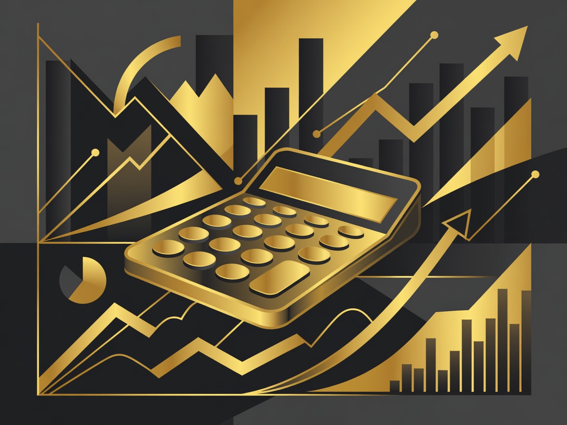 Abstract finance chart in gold and charcoal