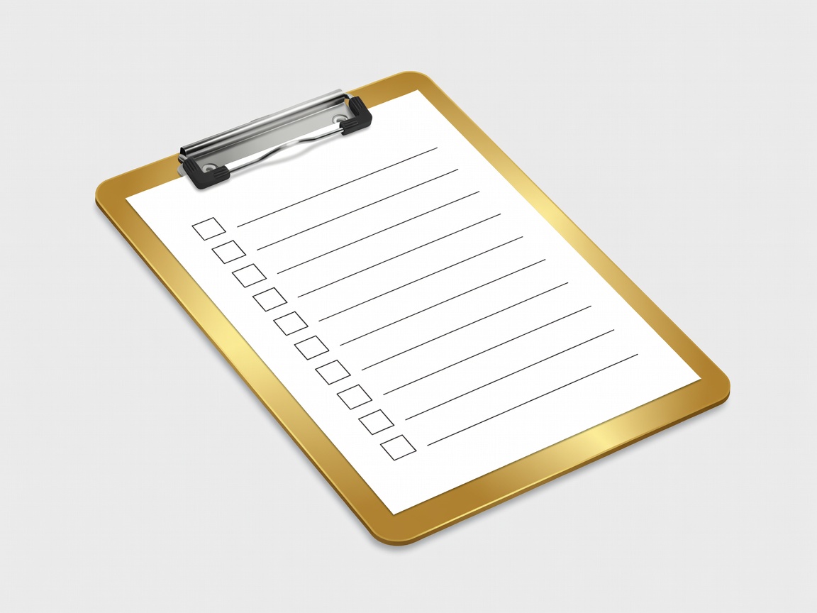 Clipboard with inspection checklist