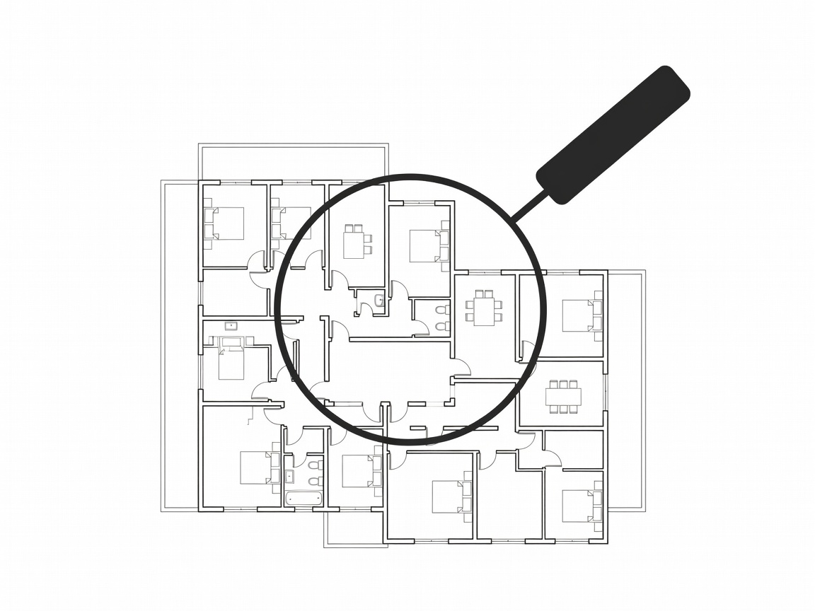 Vector icon of house under inspection